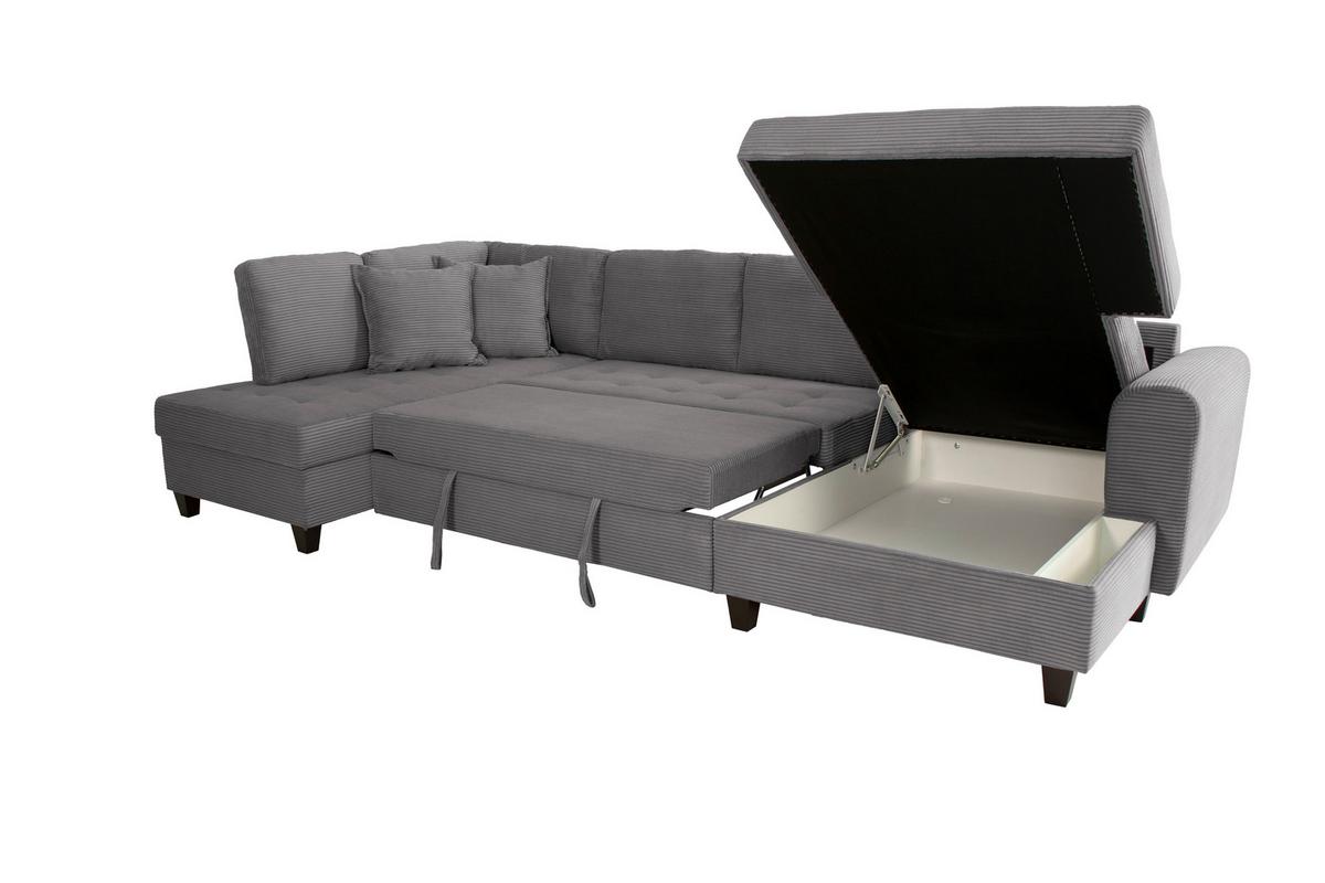 Wohnlandschaft Moritz Grau U-Form: 178x324x155 Cm - Grau, Trend, Textil (178/324/155cm)