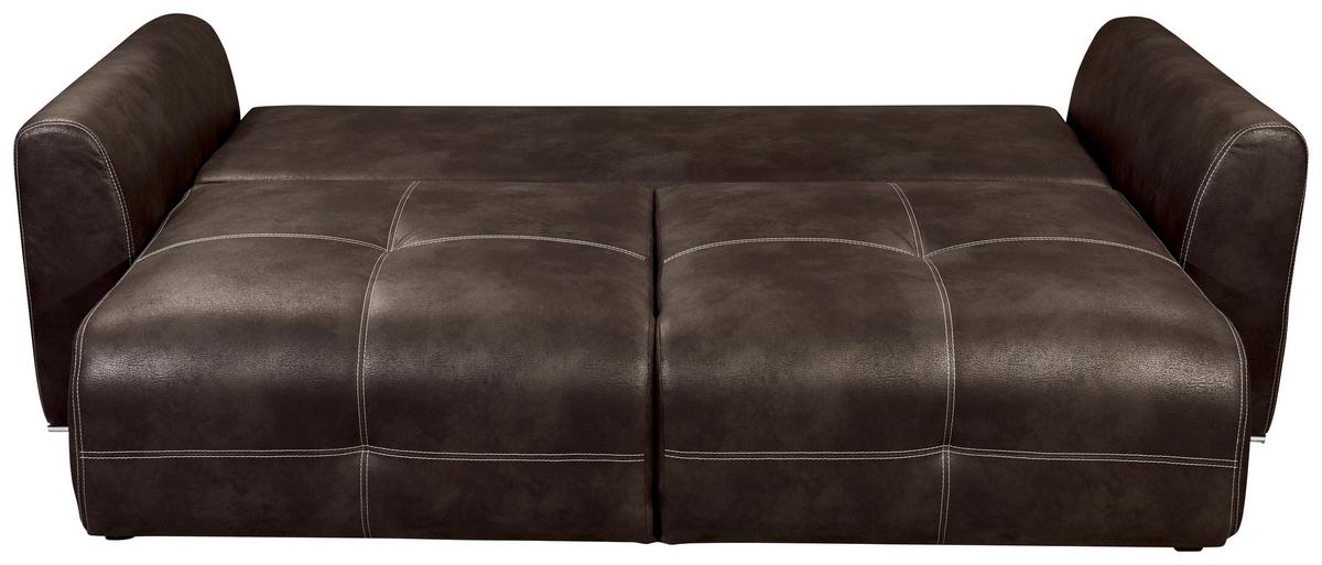 Schlafsofa Dolan Lux.3dl Braun - Hellbraun/Chromfarben, MODERN, Textil (245/85/115cm) - Livetastic