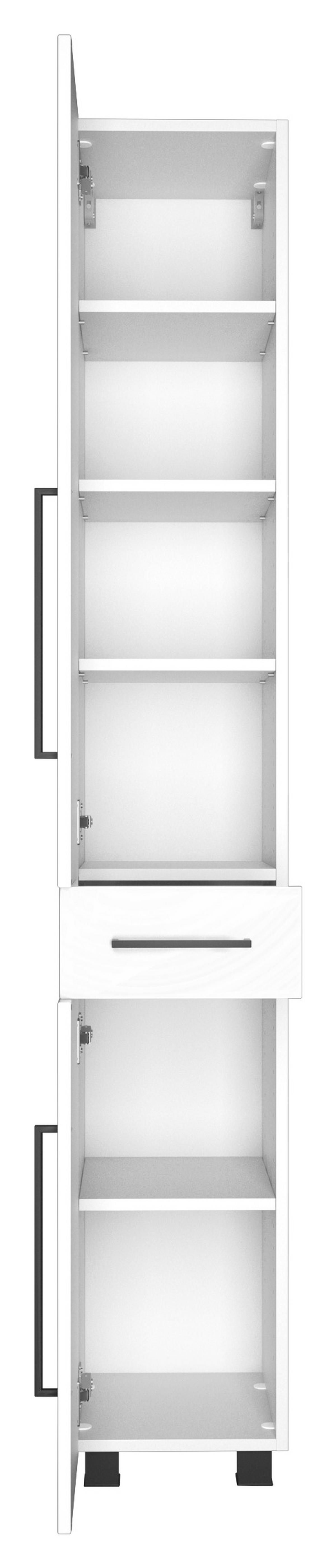 Midischrank Mit 2 Drehtüren Luzern B: 30 Cm Weiß Dekor - Schwarz/Weiß, KONVENTIONELL, Holzwerkstoff (30/180/35cm) - Held