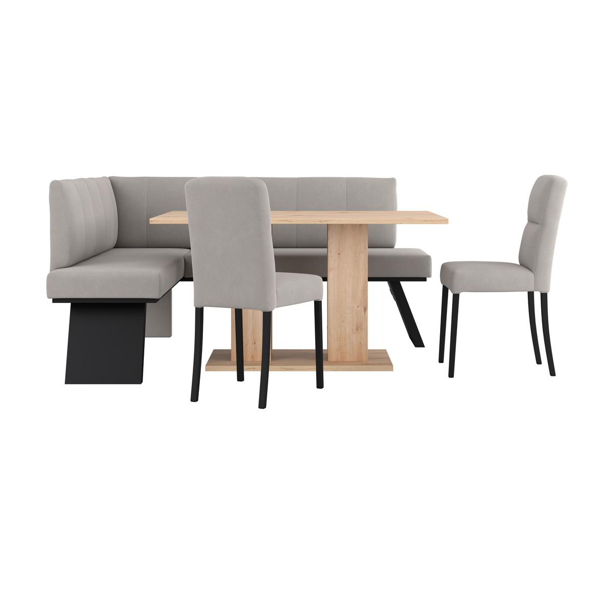 Eckbank Emma II - Beige/Schwarz, KONVENTIONELL, Holzwerkstoff/Textil (150/185cm)