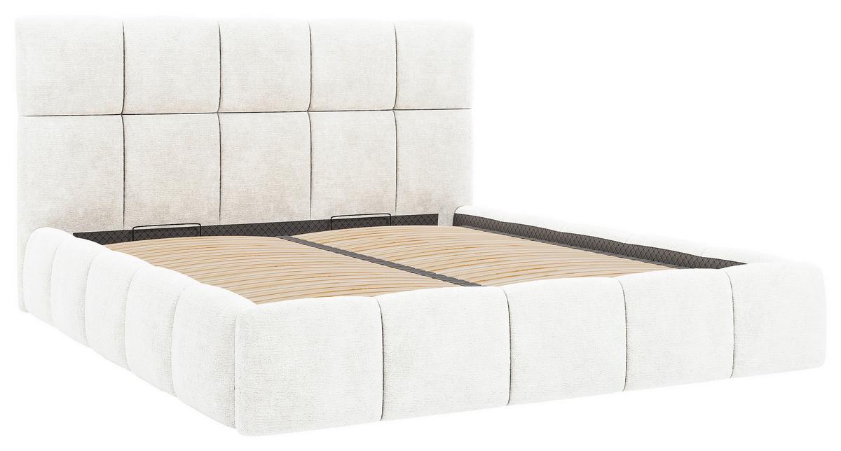 Polsterbett Cherry Chenille Naturfarben, Lf: 140x200 cm - Schwarz/Naturfarben, MODERN, Holz/Holzwerkstoff (140/200cm) - MID.YOU