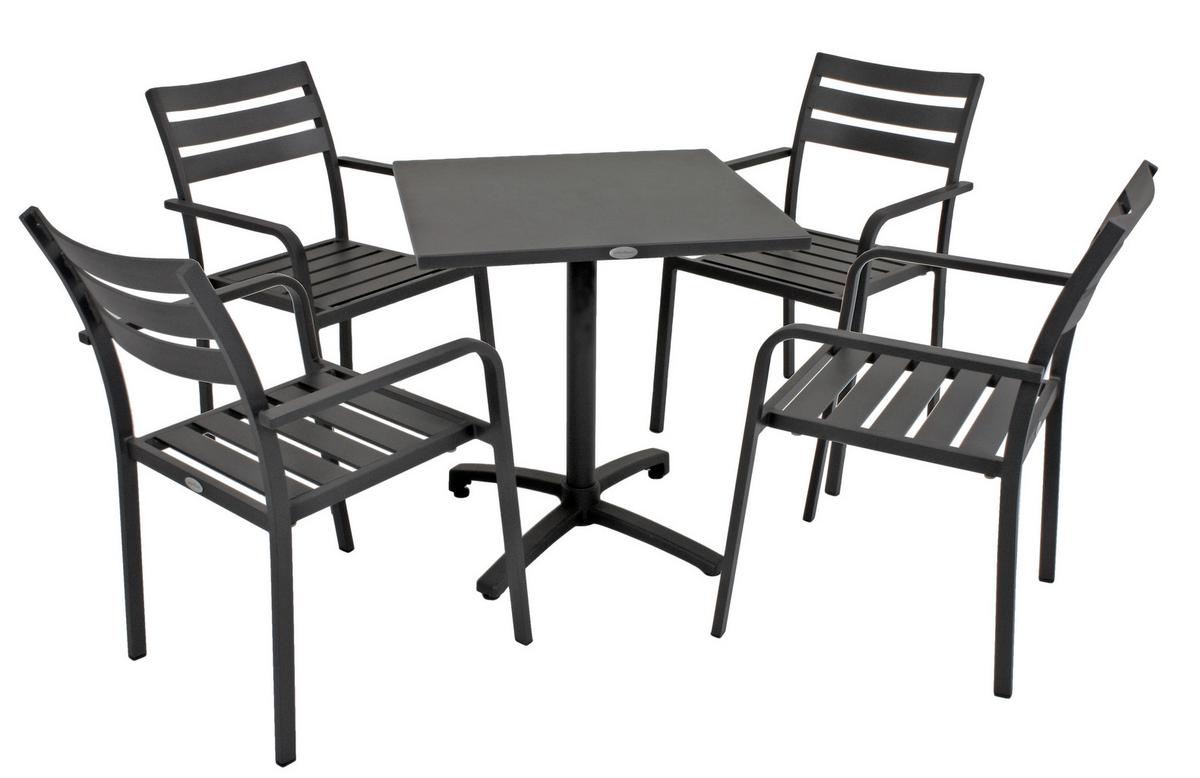Gartenmöbel Set 5-Tlg. Treviso Metall - Anthrazit/Schwarz, Basics, Metall (55/88/63cm) - Gardenson