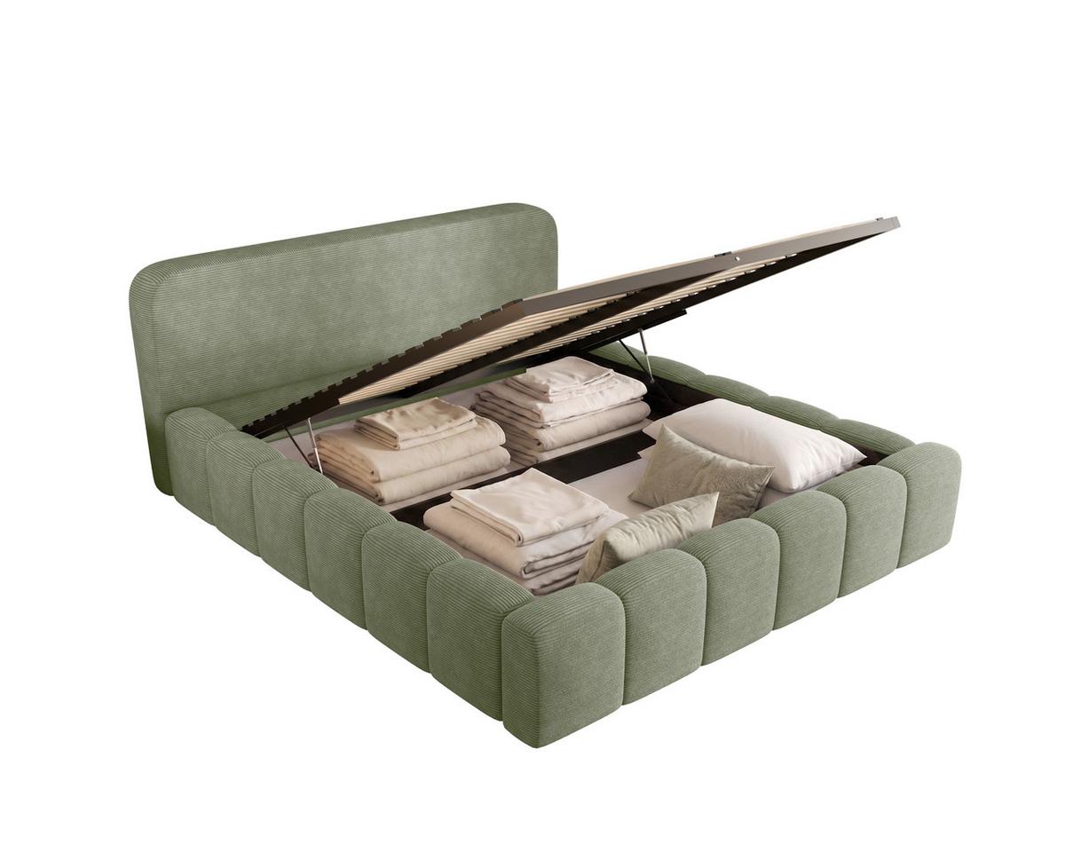 Polsterbett Deli 120 Mint LF: 120x200cm - Schwarz/Mintgrün, MODERN, Textil/Metall (120/200cm) - MID.YOU