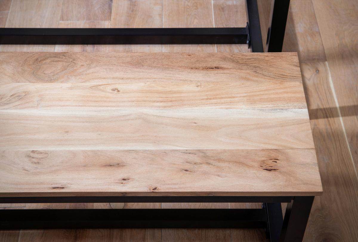 Sitzbank Holz Massiv  Akazie/ Schwarz Wl7.066 B: 160 cm - Schwarz/Akaziefarben, Design, Holz (160/45/40cm) - MID.YOU