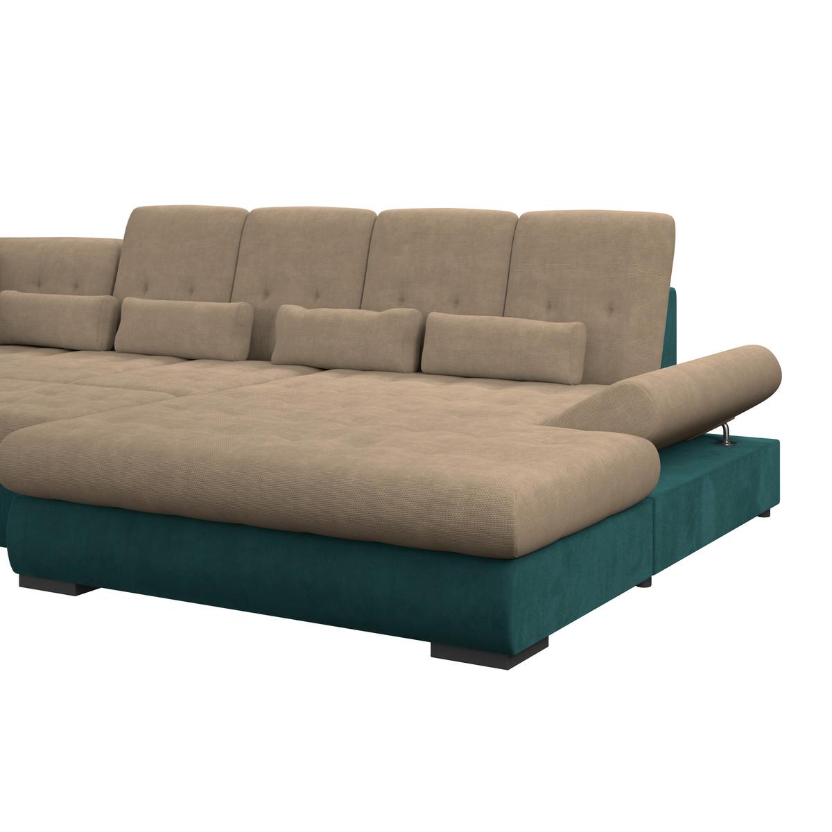 Wohnlandschaft Madera Dunkelbraun U: 212x358x190 cm - Türkis/Dunkelbraun, KONVENTIONELL, Kunststoff/Textil (212/358/190cm)