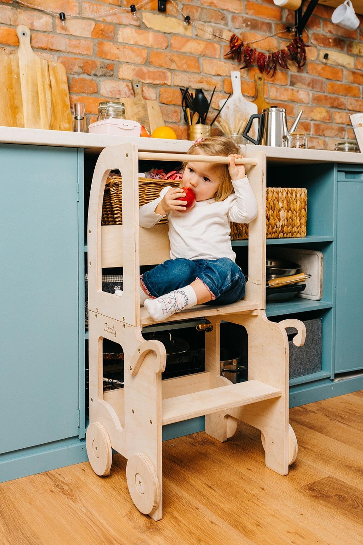 Hochstuhl Trolley Aus Holz Naturfarben - Naturfarben, Basics, Holz (38/90/40cm)