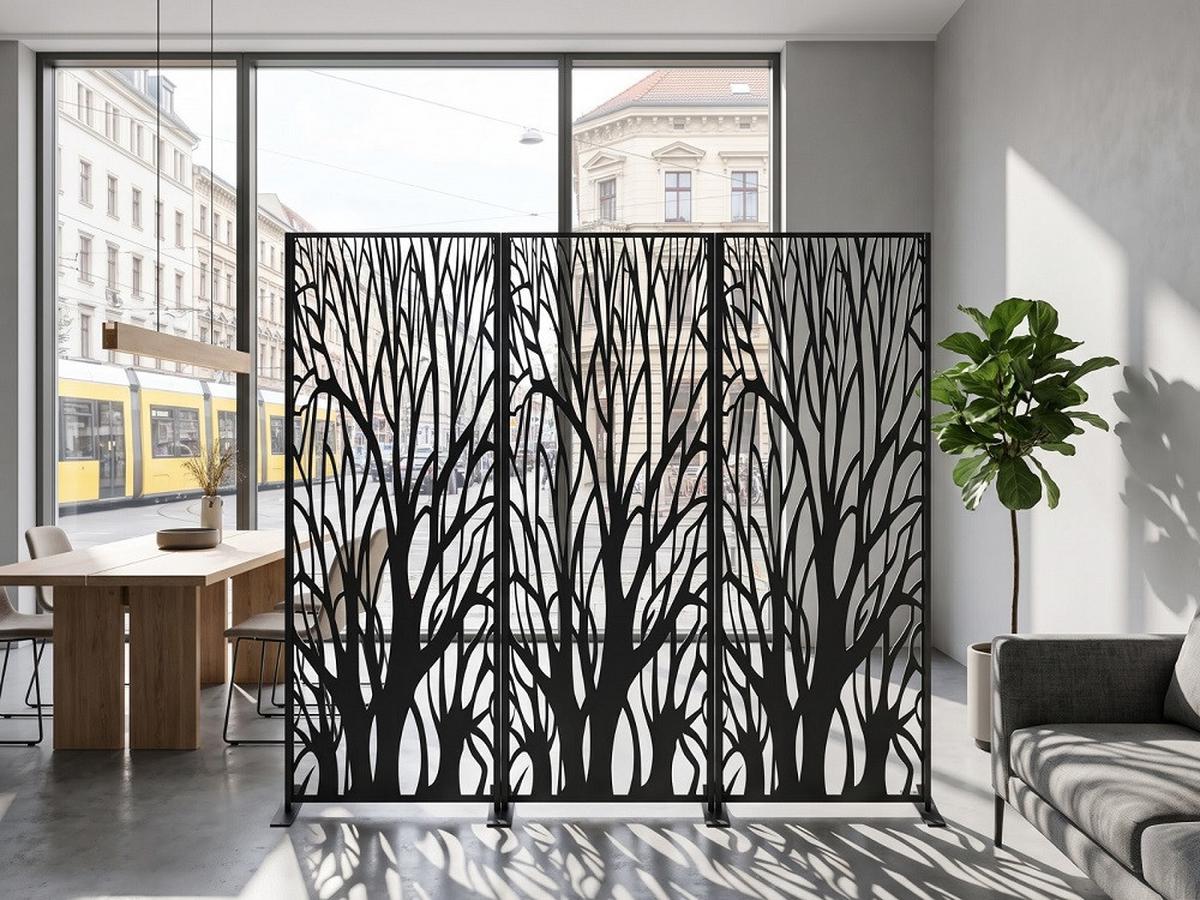 Sichtschutz Auenland 3-Teilig - Schwarz, MODERN, Metall (50/150cm)