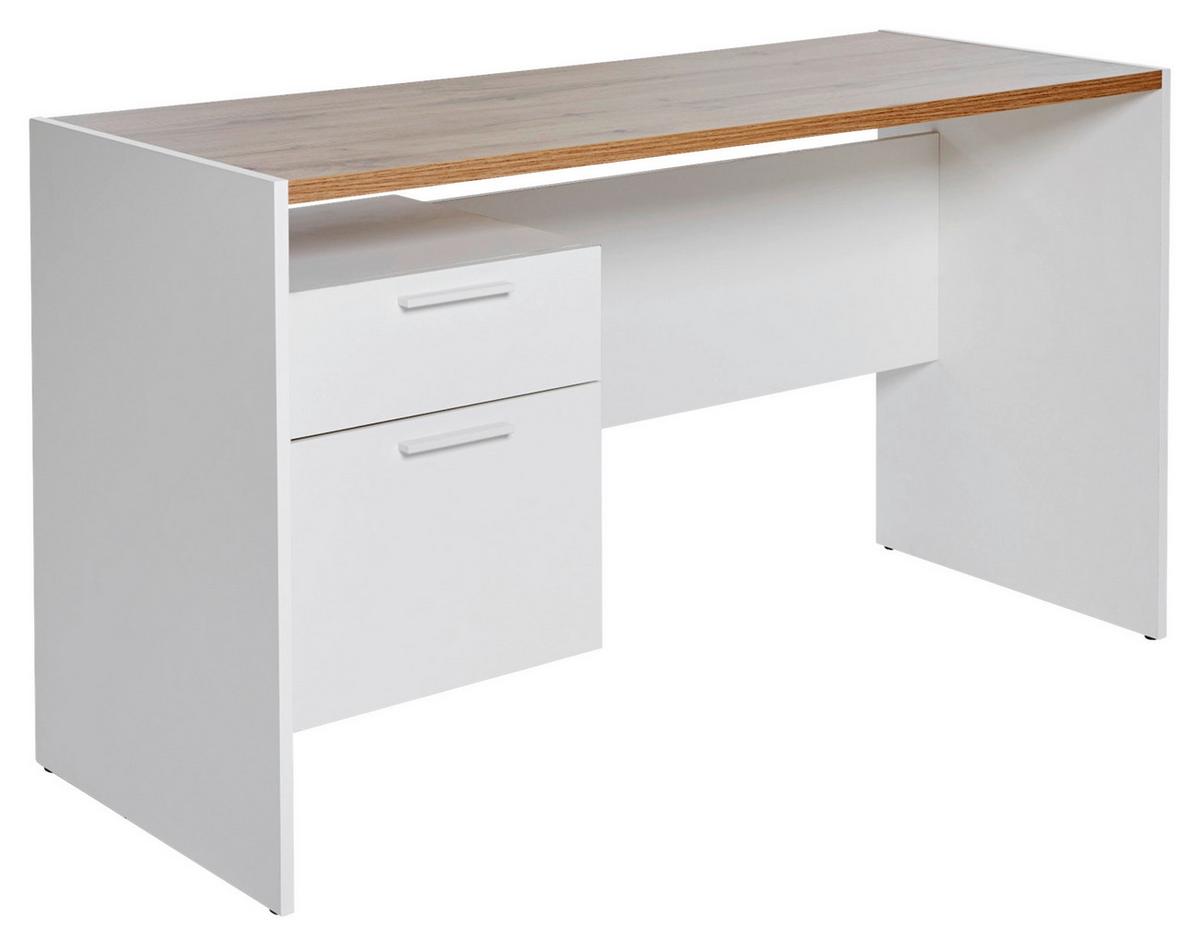Schreibtisch ml C 130 - Eichefarben/Weiß, KONVENTIONELL, Holzwerkstoff (123/55/74,5cm) - Livetastic