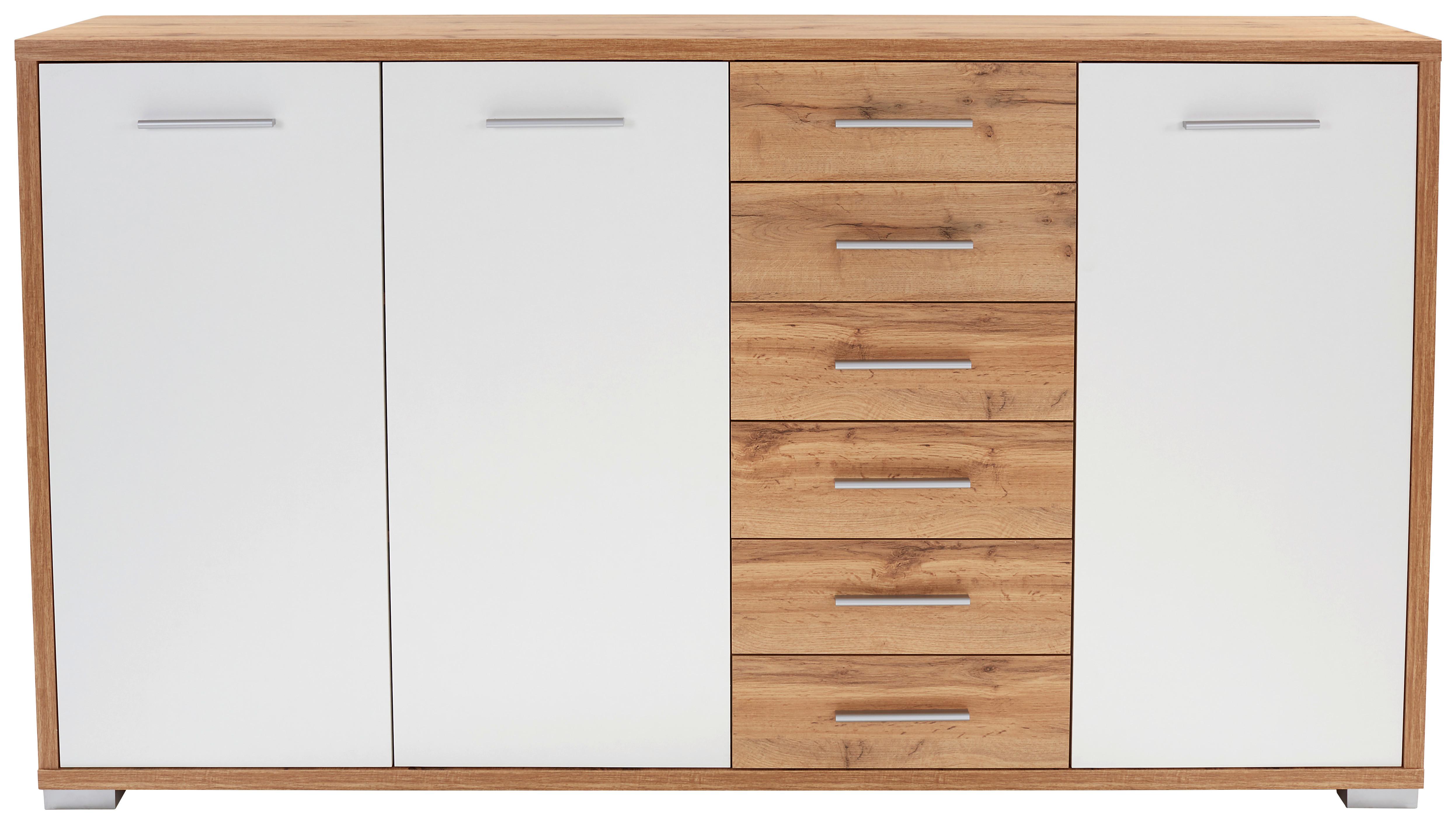 KOMODA Q-BIG NEW QBK03 - bílá/barvy dubu, Moderní, dřevo/plast (190/105/44cm)