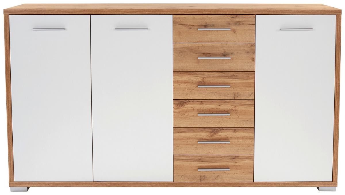 KOMODA Q-BIG NEW QBK03 - biela/farba duba, Modern, drevo/plast (190/105/44cm)