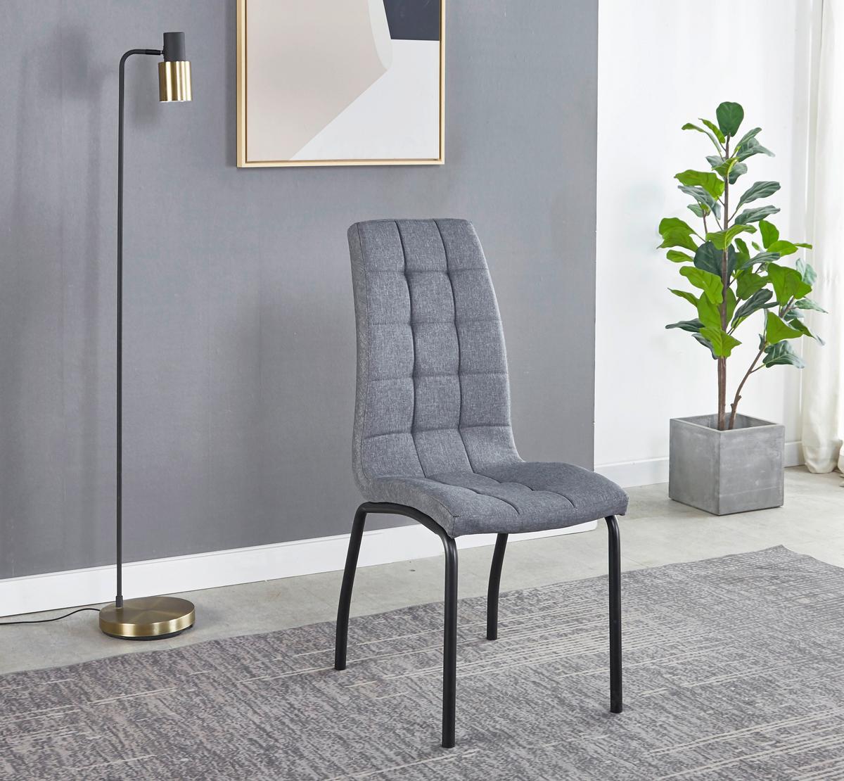 Stuhl-set Hellgrau, Bh: 42cm - Hellgrau/Schwarz, Design, Textil/Metall (42/103/58,5cm) - Livetastic