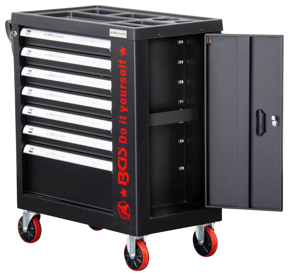 Werkstattwagen Leer Schwarz/Rot - Rot/Schwarz, Basics (79,51/96,97/45,5cm)