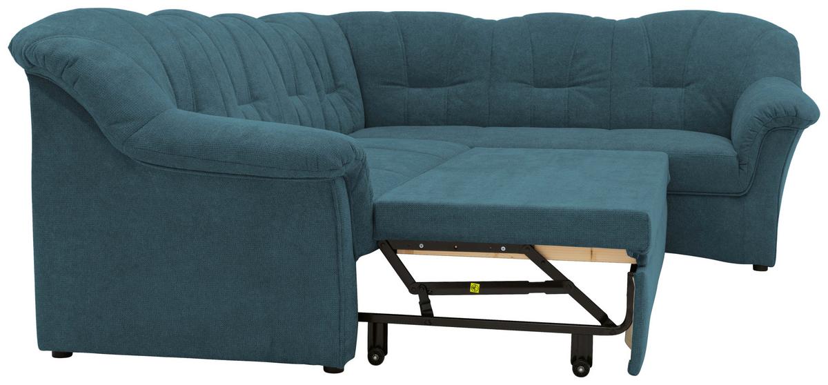 Ecksofa mit Schlaffunktion Papenburg Petrol - Petrol/Schwarz, KONVENTIONELL, Textil (243/192cm) - MID.YOU