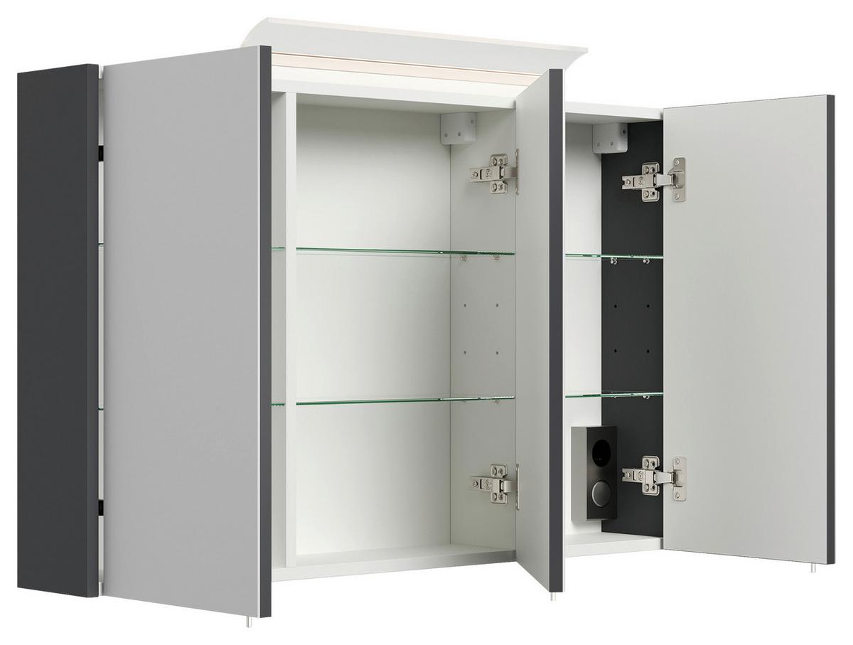 Spiegelschrank Graphitfarben B: 100 cm - Graphitfarben, MODERN, Glas/Holzwerkstoff (100/62/17cm) - MID.YOU