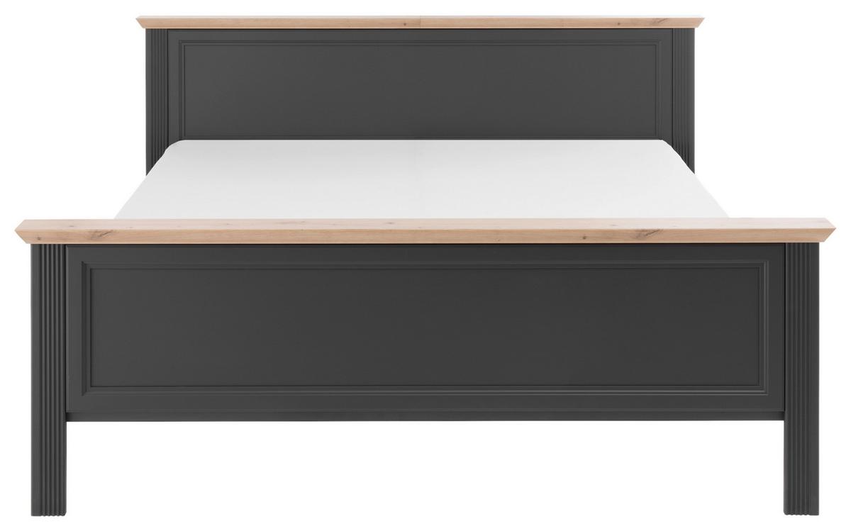 Doppelbett Landhaus-Stil 180x200 Jasmin II Graphitfarb. - Graphitfarben/Schwarz, LIFESTYLE, Holzwerkstoff (180/200cm)