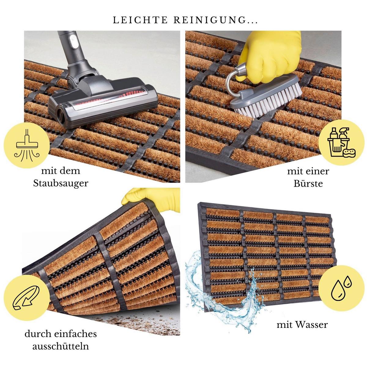 Kokosmatte Brushes Schwarz Kokos 40x60 Cm - Hellbraun/Schwarz, Basics, Naturmaterialien (40/60cm) - Hanse Home