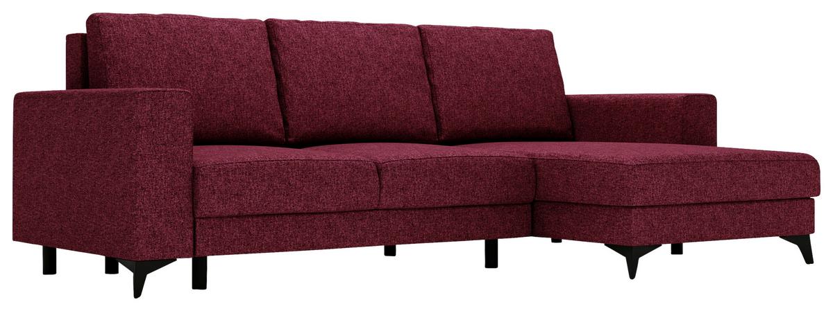 Ecksofa Harvey 244x156 cm mit Schlaffunktion Rot - Rot/Schwarz, Design, Textil (244/156cm) - Livetastic