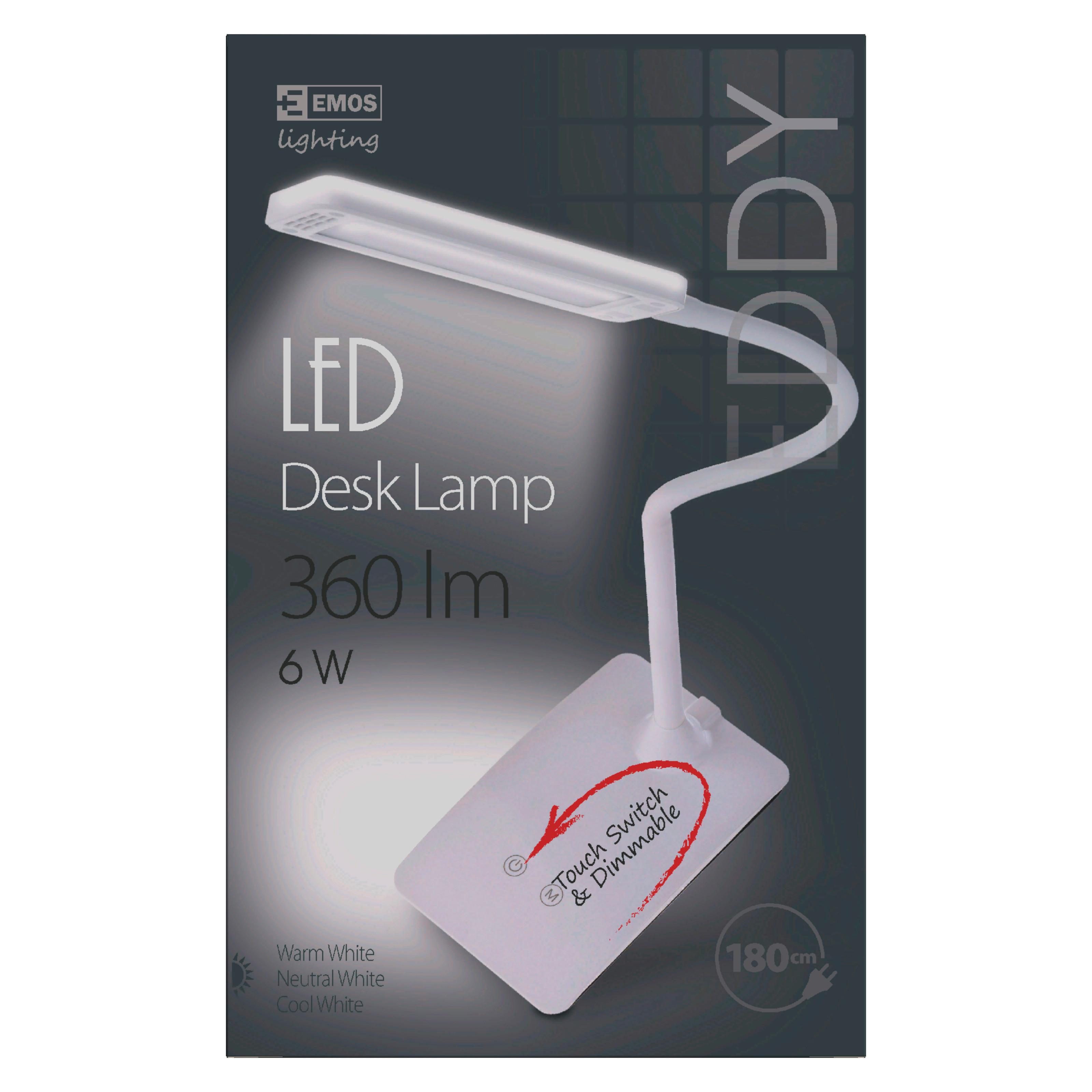 Led Lampa Na Písací Stôl Eddy V: 26cm, 6 Watt - biela, Basics, kov/plast (9.5/26/15.5cm)