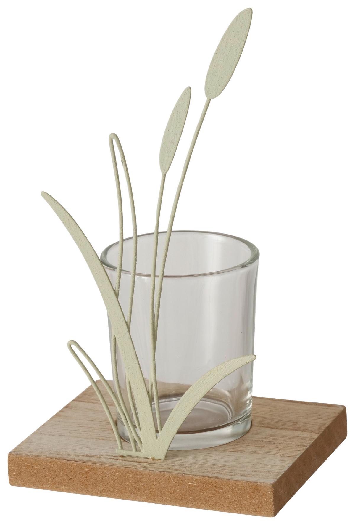 Stojan na svíčku NOLANI I - zelená, Konvenční, kov/kompozitní dřevo (18,5cm) - Mömax