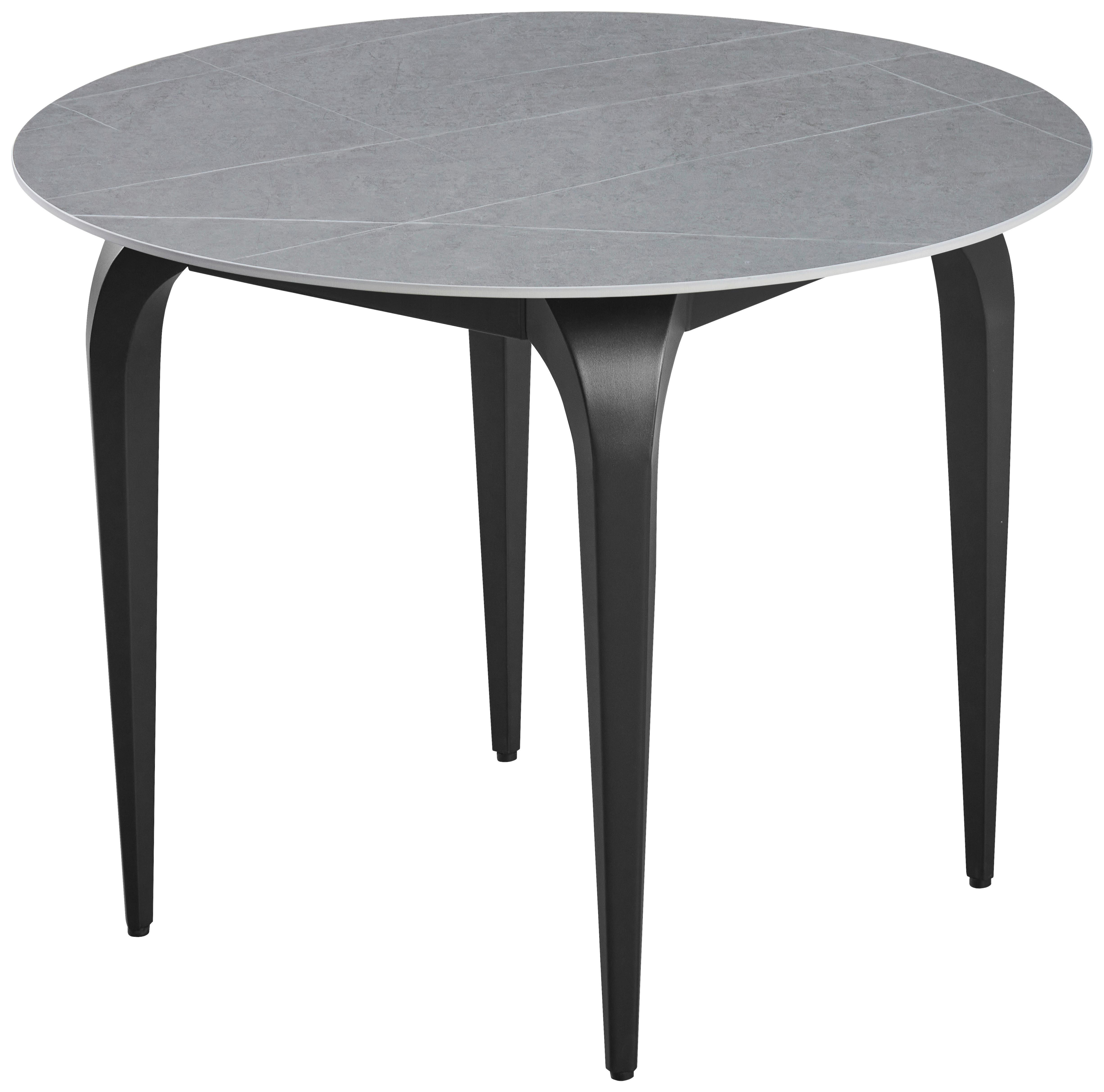 Esstisch Ibiza 100 Keramik grau, B: 100cm - Schwarz/Grau, MODERN, Keramik/Metall (100/100/76cm)