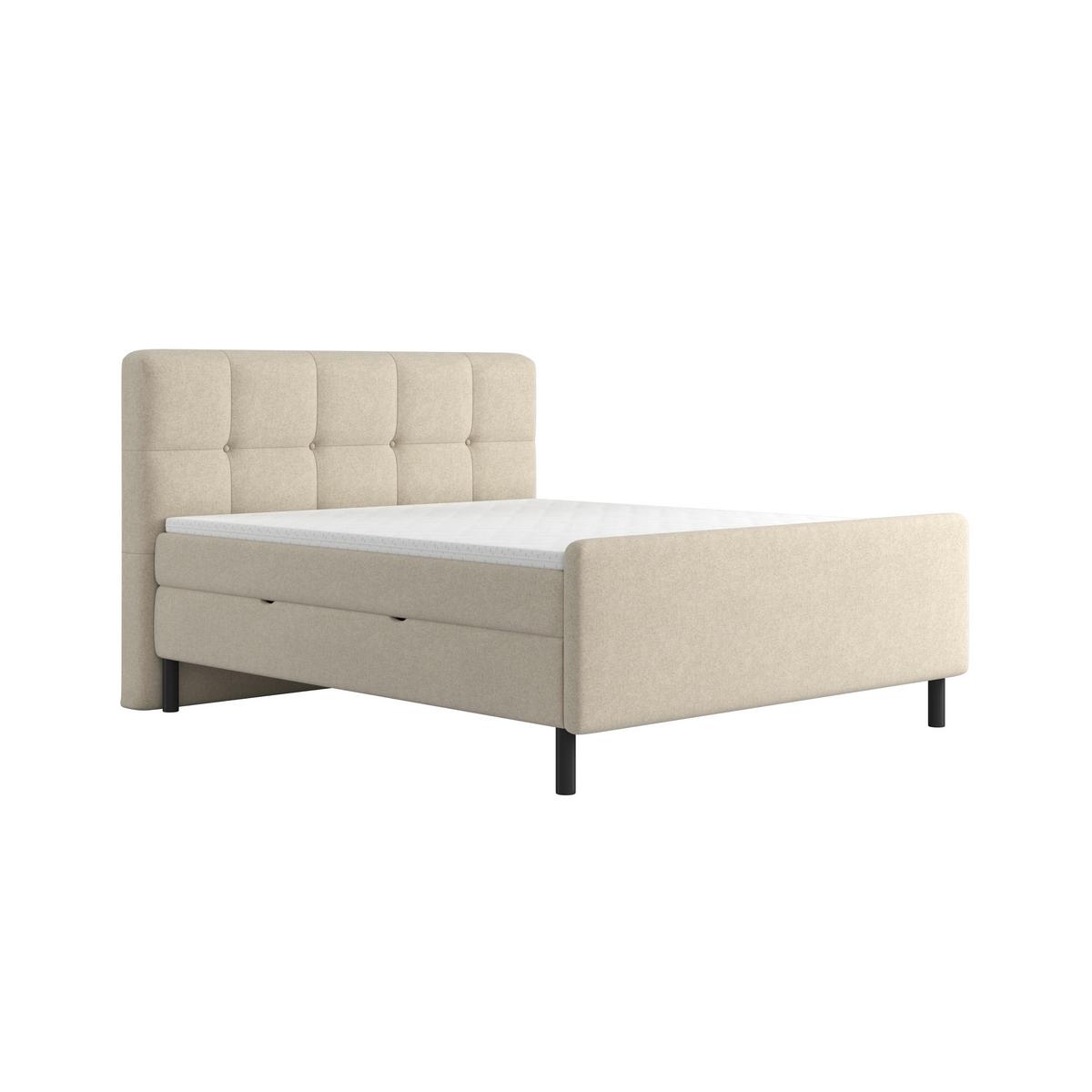 Posteľ boxspring MARBELLA 180x200, béžová - čierna/béžová, Modern, kov/drevo (180/200cm) - Bessagi Home
