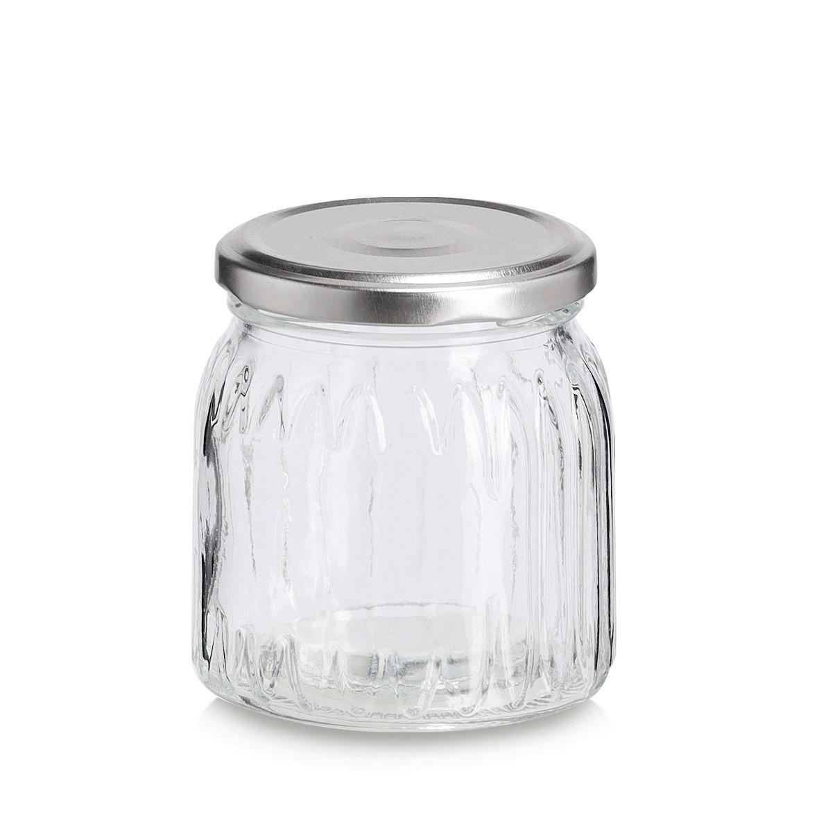 VORRATSGLAS Glas, BxHxT: ca. 8x8x8,5 cm - Transparent/Silberfarben, Design, Glas (8/8/8,5cm)