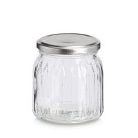 VORRATSGLAS Glas, BxHxT: ca. 8x8x8,5 cm - Transparent/Silberfarben, Design, Glas (8/8/8,5cm)