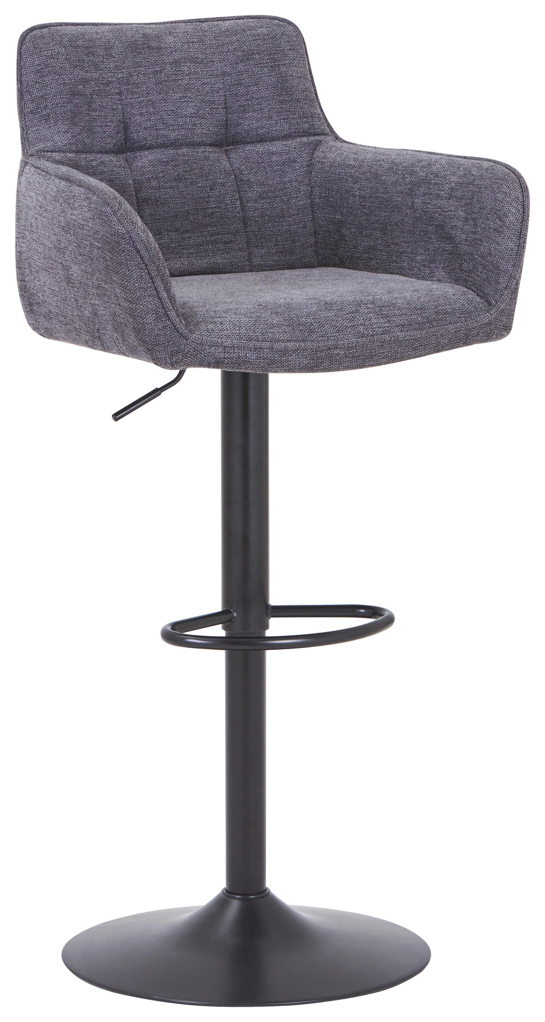 Barhocker höhenverstellbar Luigi Grau/Schwarz - Schwarz/Grau, MODERN, Textil/Metall (54,5/111,5/51,5cm) - Livetastic
