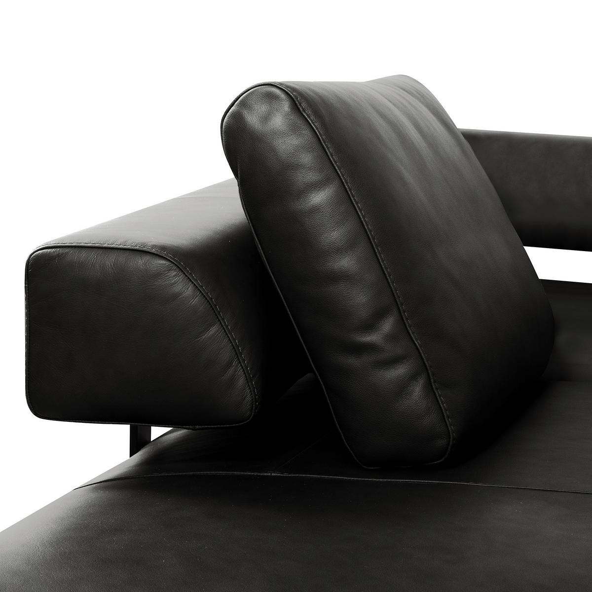 Ecksofa Como Echtleder Schwarz 237x306 - Schwarz/Grau, Design, Leder (237/306cm) - Livetastic
