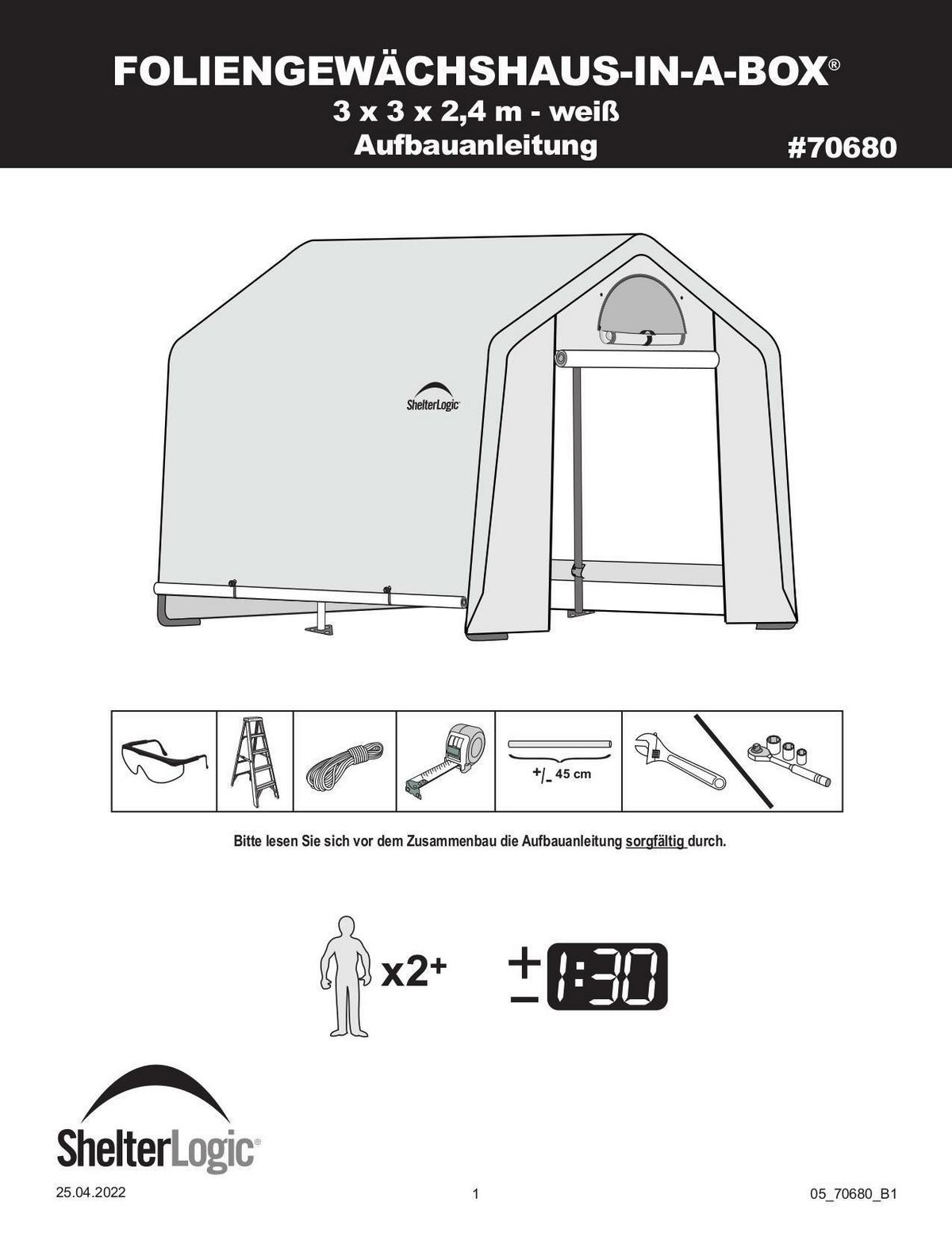 Gewächshaus 300x240x300 cm Stahlgestell/Kunststoff - Weiß, Basics, Kunststoff (300/240/300cm)