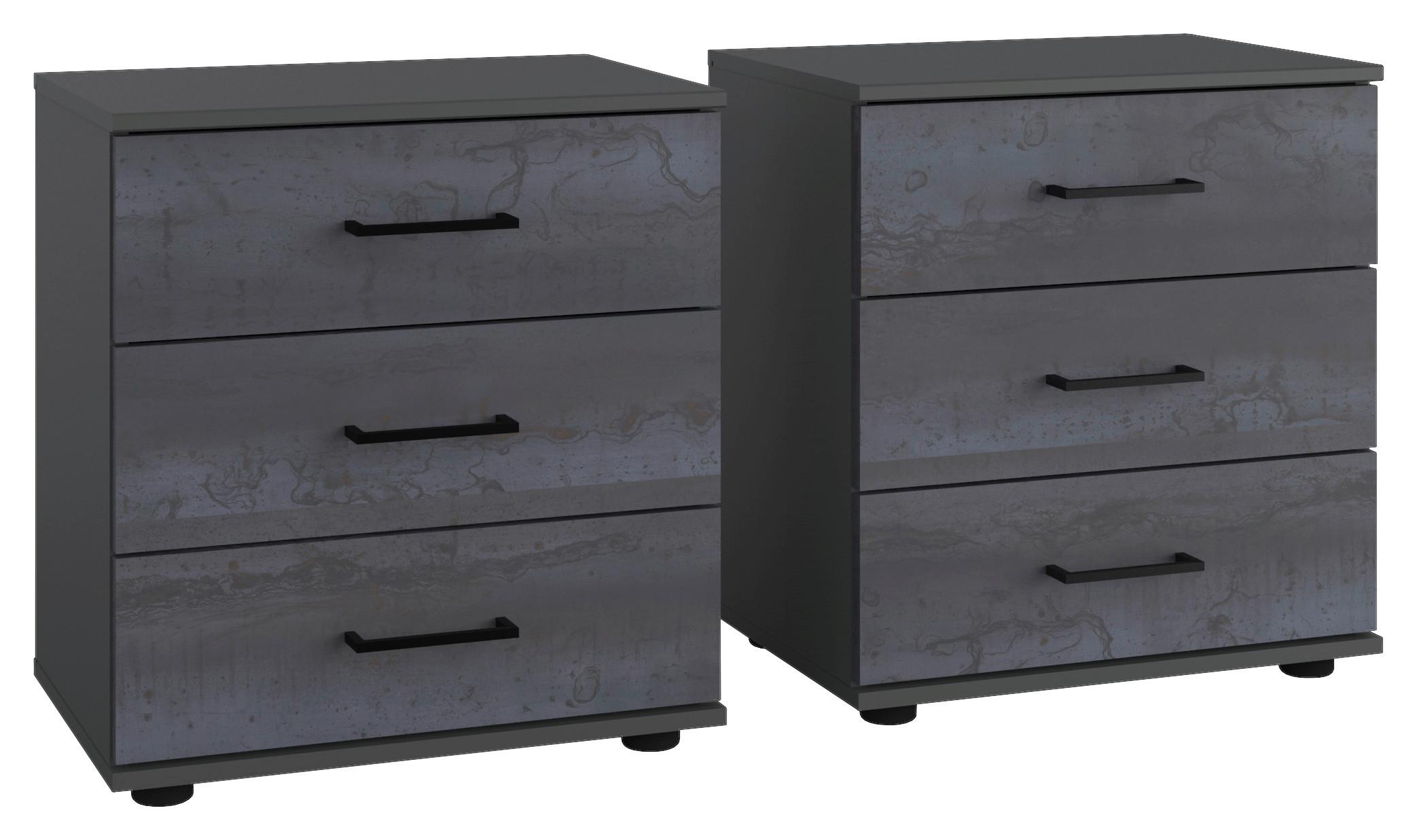 Nachkästchen Dunkelgrau B:104cm Kopenhagen - Dunkelgrau/Graphitfarben, Basics, Holzwerkstoff (52/58/38cm) - MID.YOU