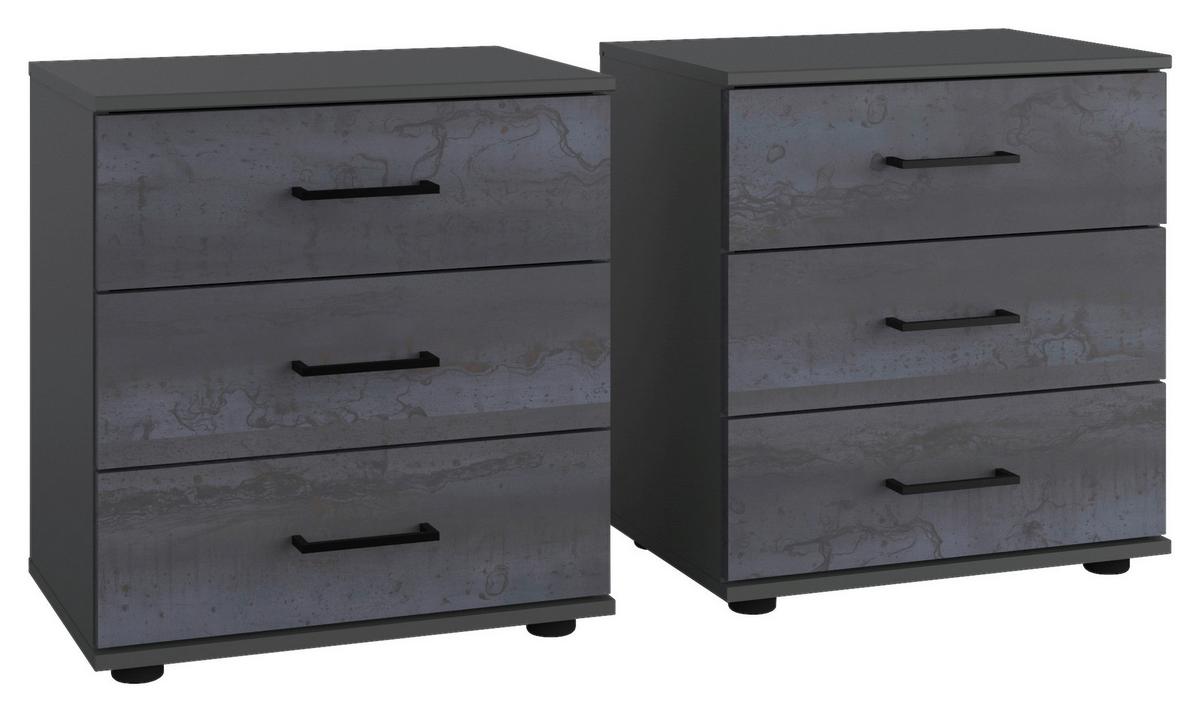 Nachkästchen Dunkelgrau B:104cm Kopenhagen - Dunkelgrau/Graphitfarben, Basics, Holzwerkstoff (52/58/38cm) - MID.YOU