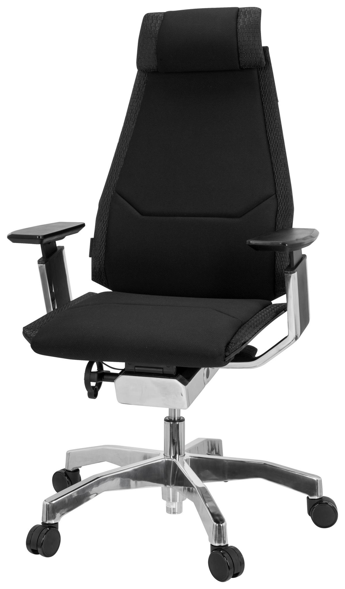 Drehstuhl Gendia Pro Schwarz Bis 120 Kg - Silberfarben/Schwarz, Basics, Kunststoff/Textil (57/119/46cm) - MID.YOU