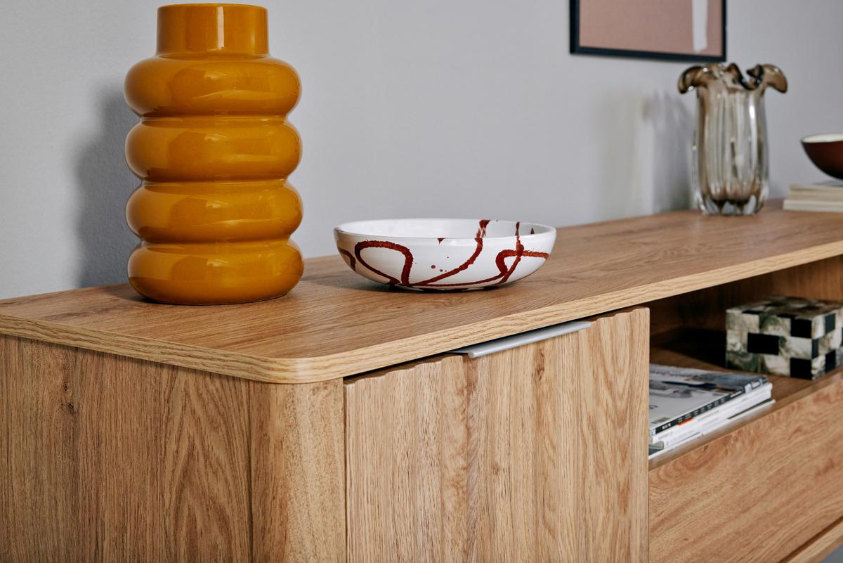 Lowboard Wave TV 170 B: 169,5 cm Eichefarben - Eichefarben, MODERN, Holzwerkstoff (169,50/54,5/40cm) - Livetastic