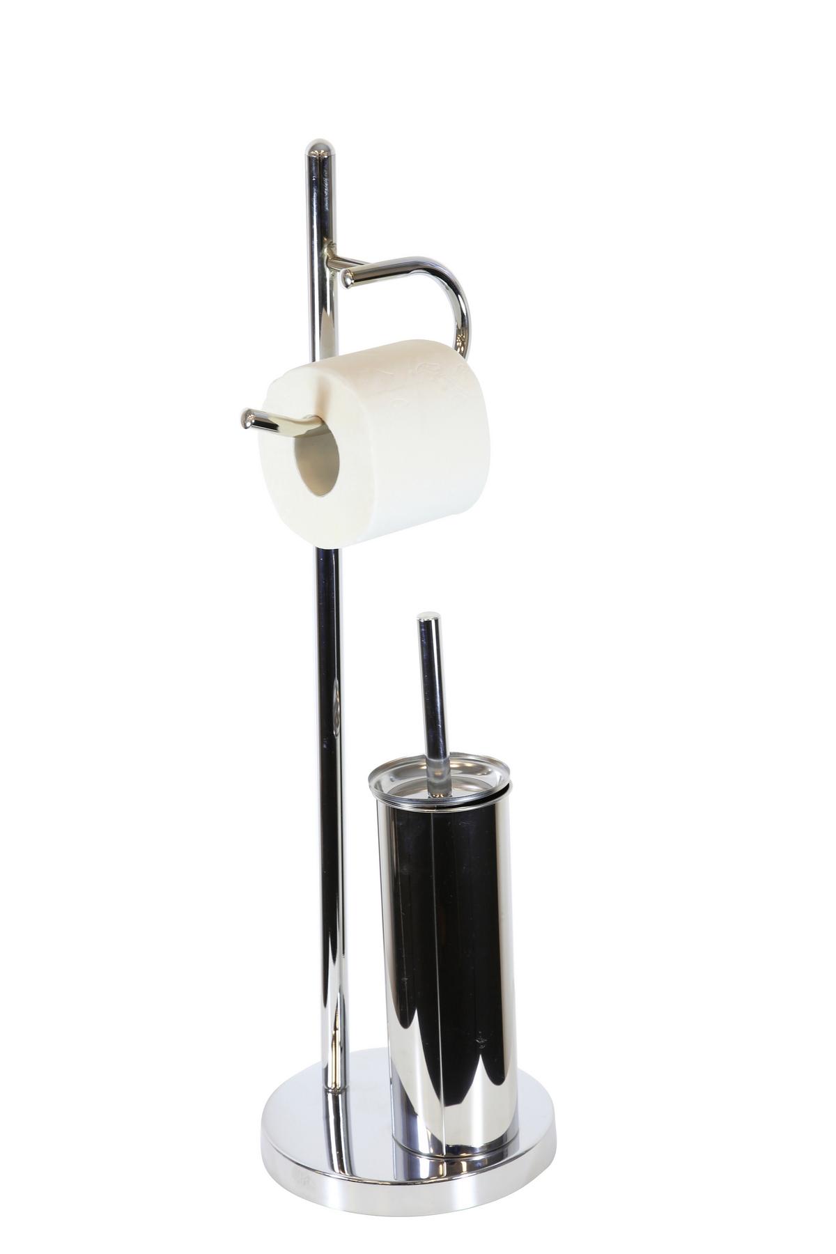 WC-Bürstengarnitur inkl. Rollenhalter Florenz, Chrom - Silbereichenfarben, KONVENTIONELL, Metall (19/67cm) - James Wood