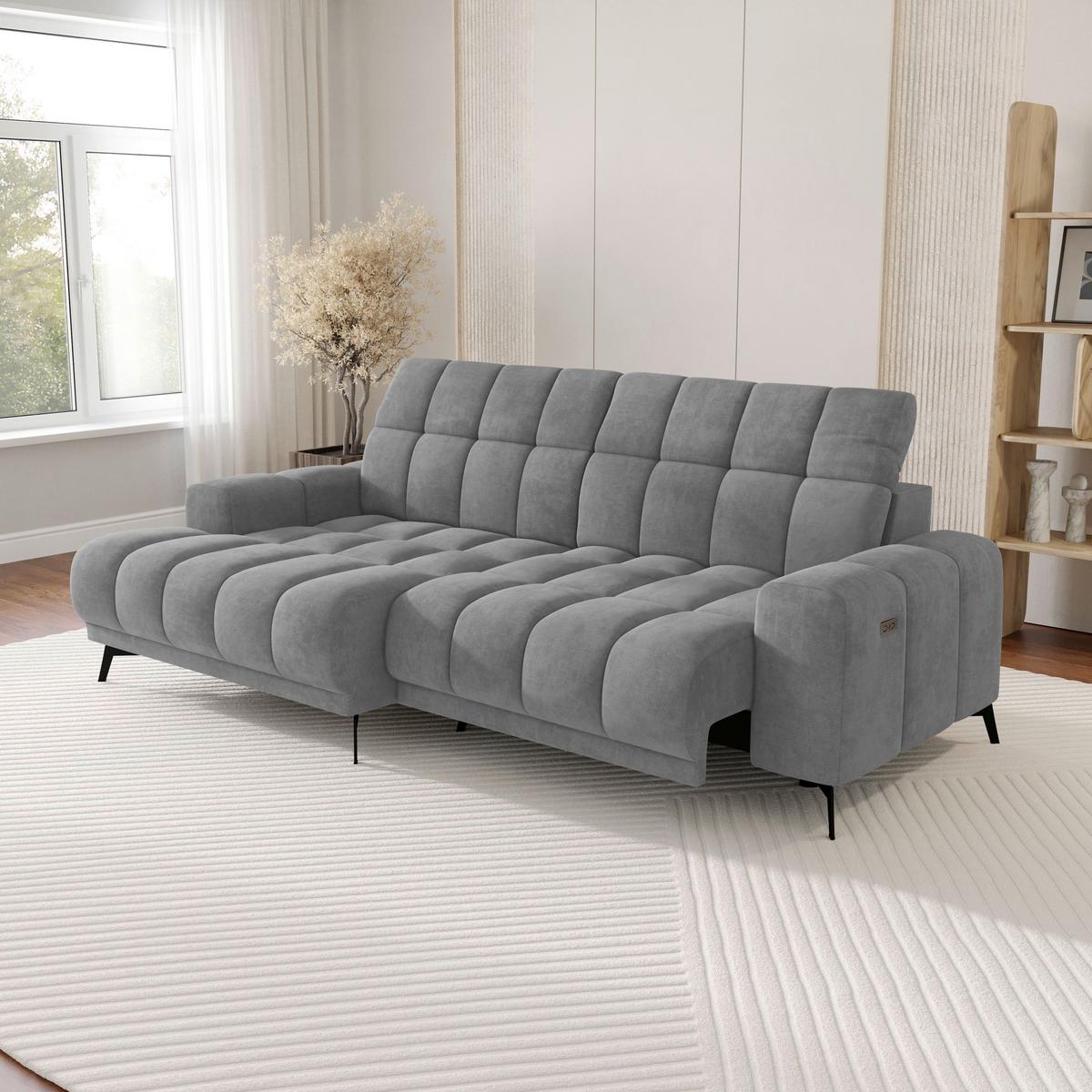 Rohová sedačka LAYA, levá, šedá tkanina MEMPHIS - šedá, Moderní, textil (155/250cm) - Premium Living
