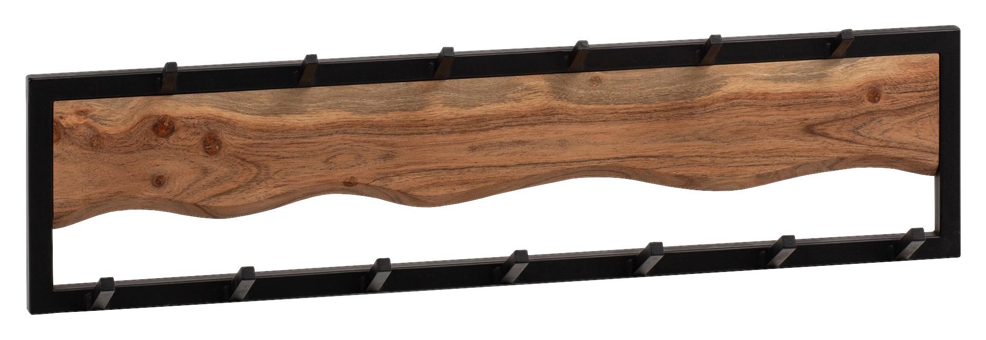 Nástenný vešiak akácia masív - hnedá/čierna, Lifestyle, kov/drevo (80/20/8cm) - MID.YOU