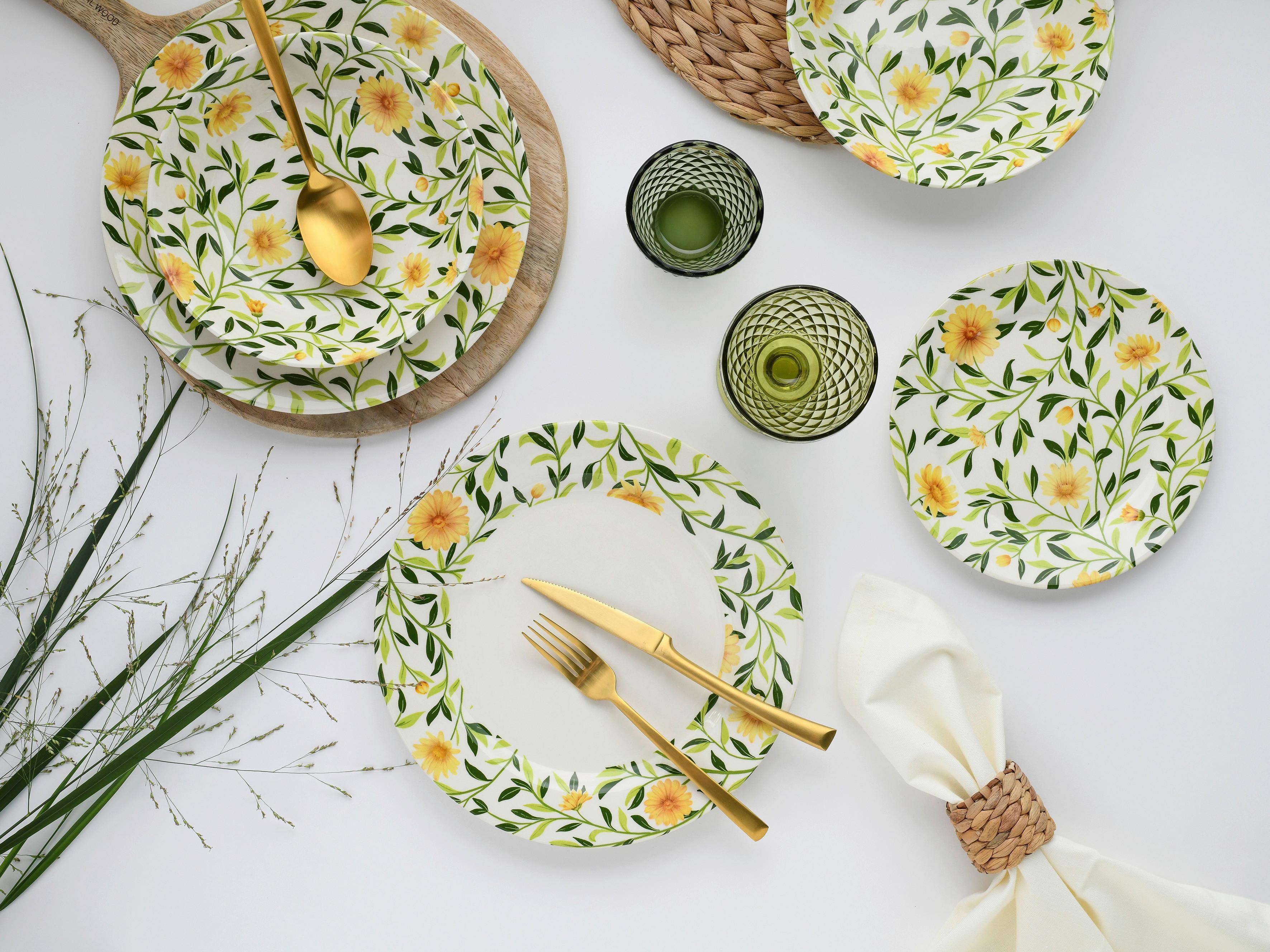 Tafelservice Amarilla 12--Teilig., Grün, Weiß - Weiß/Grün, Basics, Keramik - Creatable