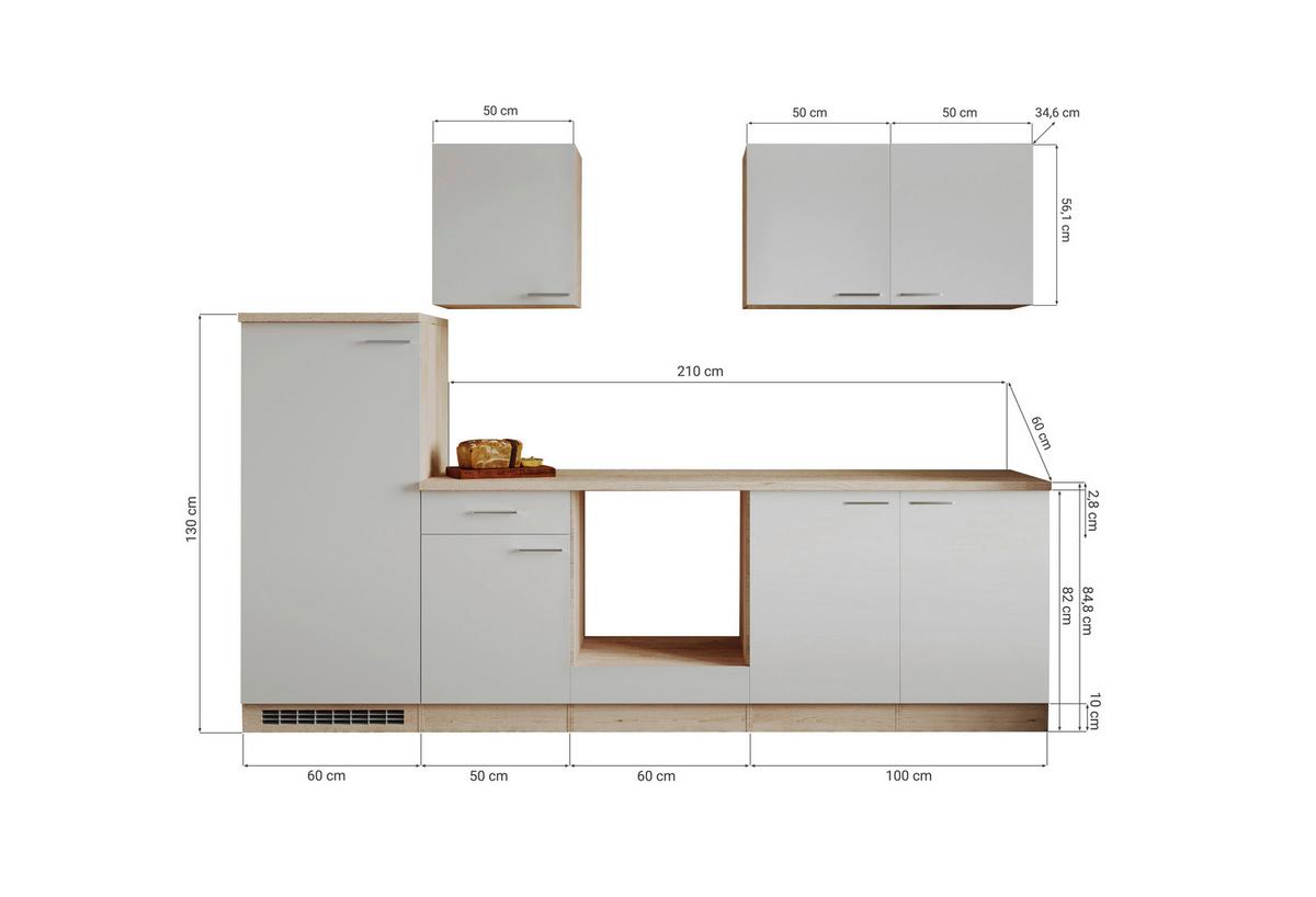 KÜCHENLEERBLOCK PETUNIA EICHE NATURA - Eichefarben/Weiß, Basics, Holzwerkstoff (270cm) - Respekta