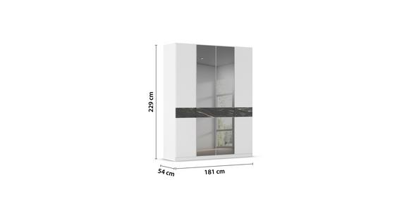 Drehtürenschrank Versity-D Alpinweiß/Marmorptik 4trg - Weiß, Trend, Holzwerkstoff (181/229/54cm) - James Wood