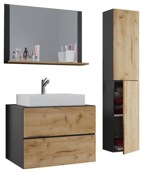 Lendas 4-Teilig Honigeiche B: 94 cm - Honigeiche/Anthrazit, MODERN, Glas/Keramik (94cm) - MID.YOU