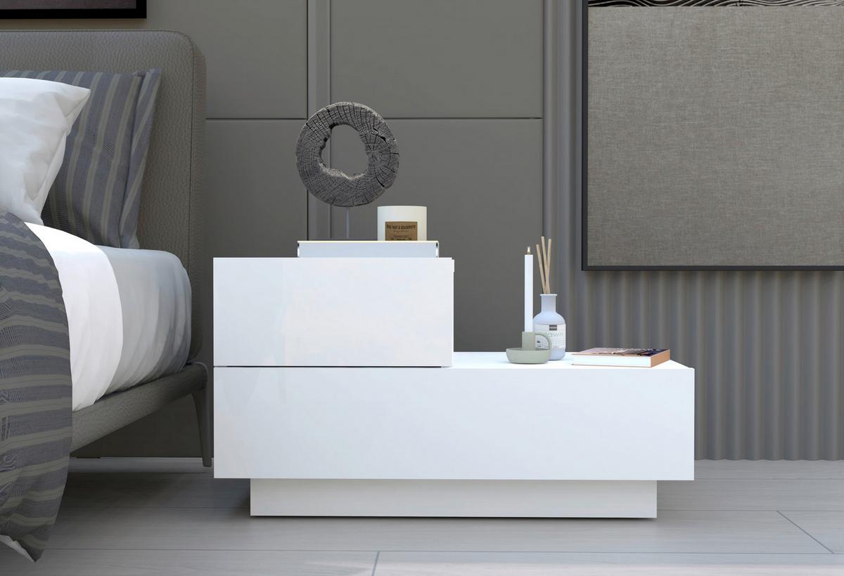 Nachttisch Kayra Weiß B: 70cm - Weiß, Design, Holzwerkstoff (70/39/30cm) - Livetastic