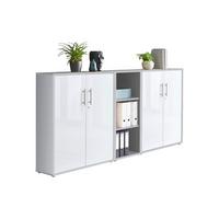 Office Edition B: 213 cm Grau/Weiß Hochglanz - Weiß Hochglanz/Grau, MODERN, Holzwerkstoff (213/114/33cm) - MID.YOU