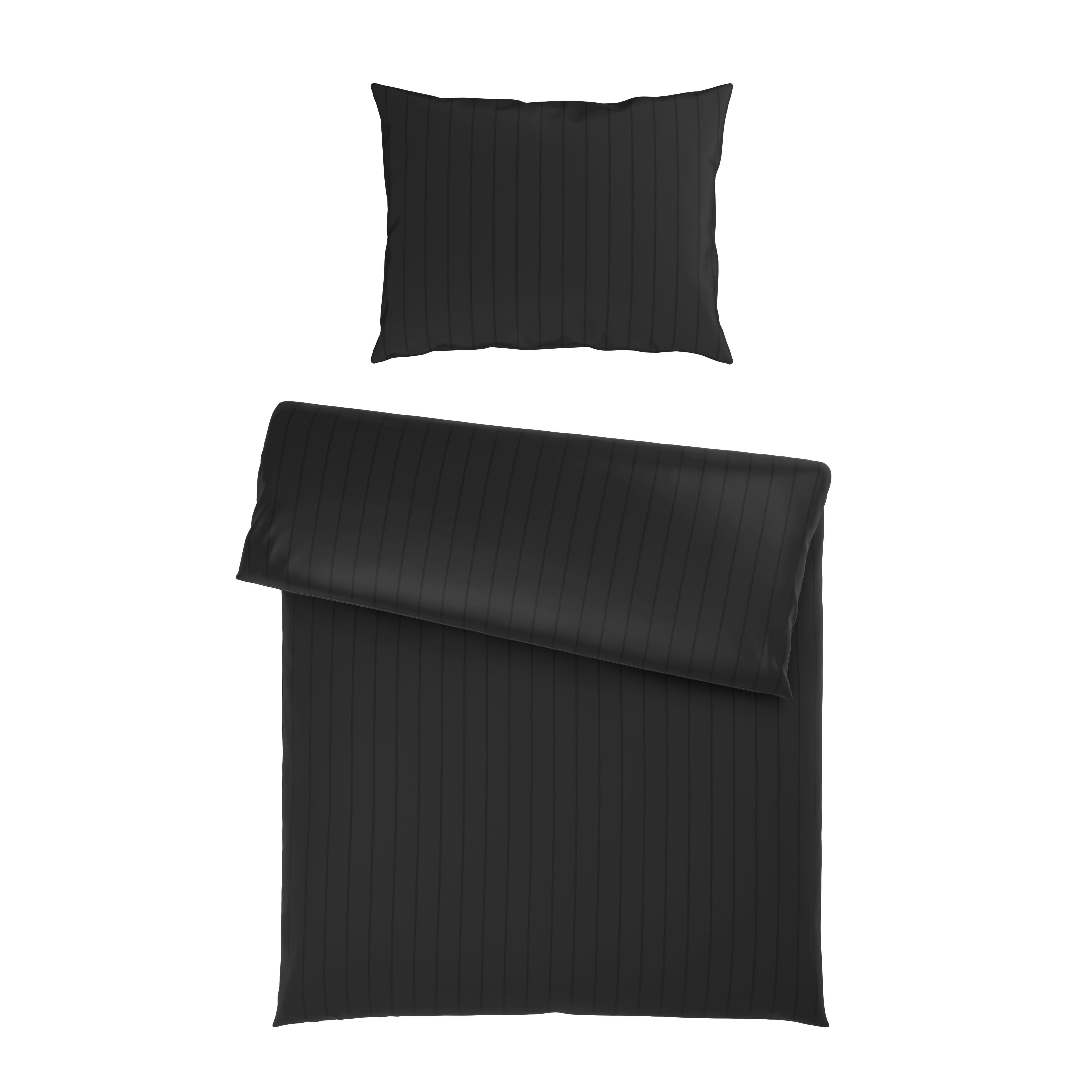 POSTEĽNÁ BIELIZEŇ DOBBY STREIF, 90x70/140x200 cm - čierna, textil (140/200cm) - Mömax