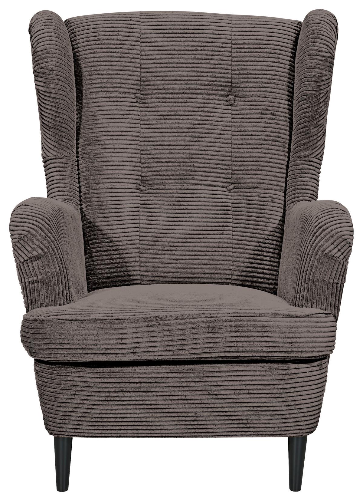 Ohrensessel Oskar Mokka B: 78 cm - Schwarz/Mokka, Basics, Textil (78/102/98cm) - MID.YOU