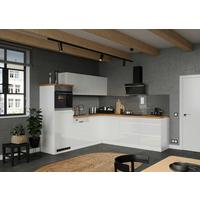 Eckküche Monza Mit Geräten 240x240 Cm Weiß/eiche Dekor - Weiß Hochglanz/Eiche Wotan, LIFESTYLE, Holzwerkstoff (240/240cm) - Held