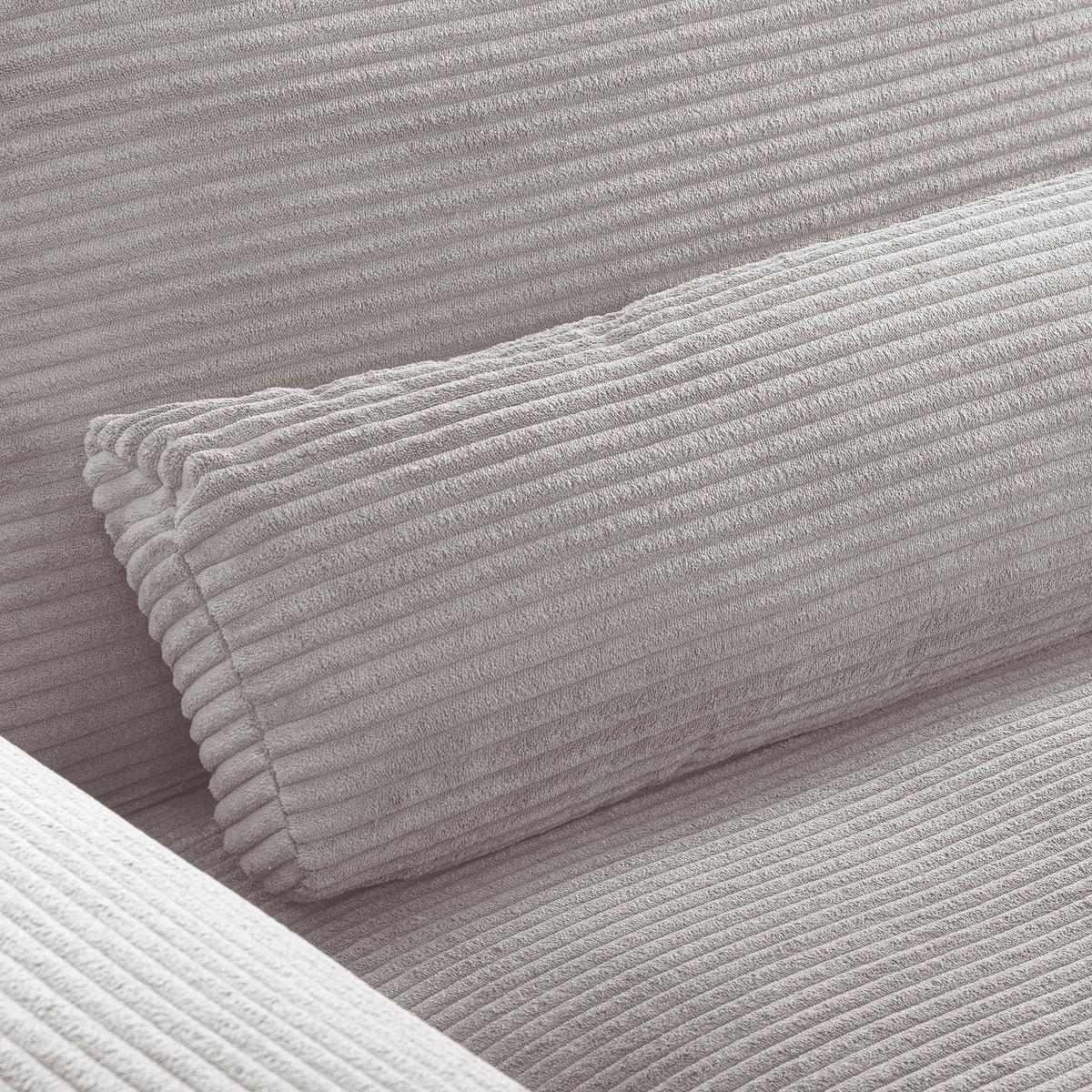 Ecksofa Berlin Hellgrau Cord 313x172 cm - Hellgrau/Schwarz, Design, Textil (313/172cm) - P & B