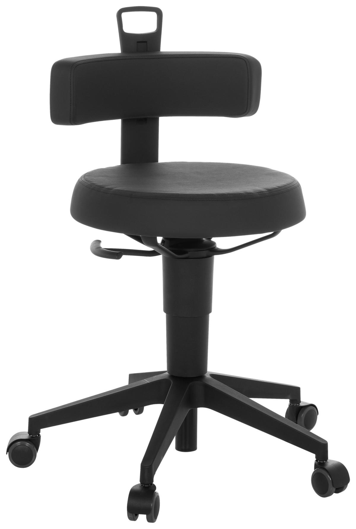 Bürohocker Top Work Flex Pu - Schwarz, Basics, Leder/Kunststoff (40/74-86/46cm) - MID.YOU