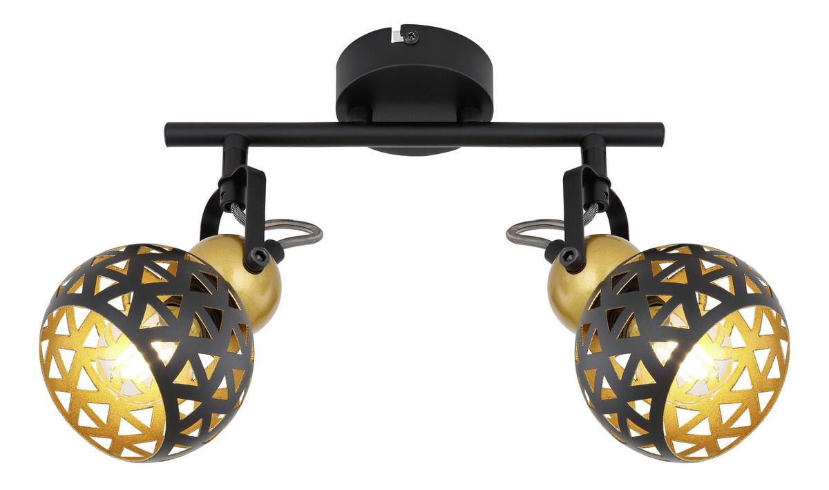 Strahler Sarra 2-Flammig verstellbar L: 25 cm - Goldfarben/Schwarz, Basics, Metall (25/10/17,5cm) - Globo