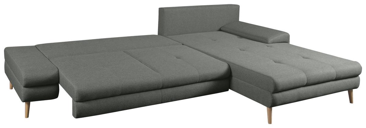 Ecksofa mit Schlaffunktion Floby Stauraum Grau - Erlefarben/Hellgrau, Trend, Textil (313/215cm) - MID.YOU